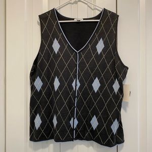 Tahari Arthur.S Levine Argyle Vest